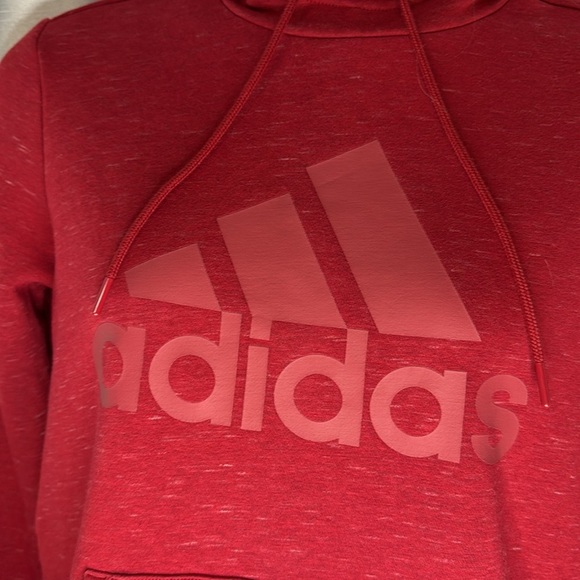 Adidas Side Slits Dark Red Heather Spellout Logo Kangaroo Pouch Hoodie Women’s M - Picture 5 of 6